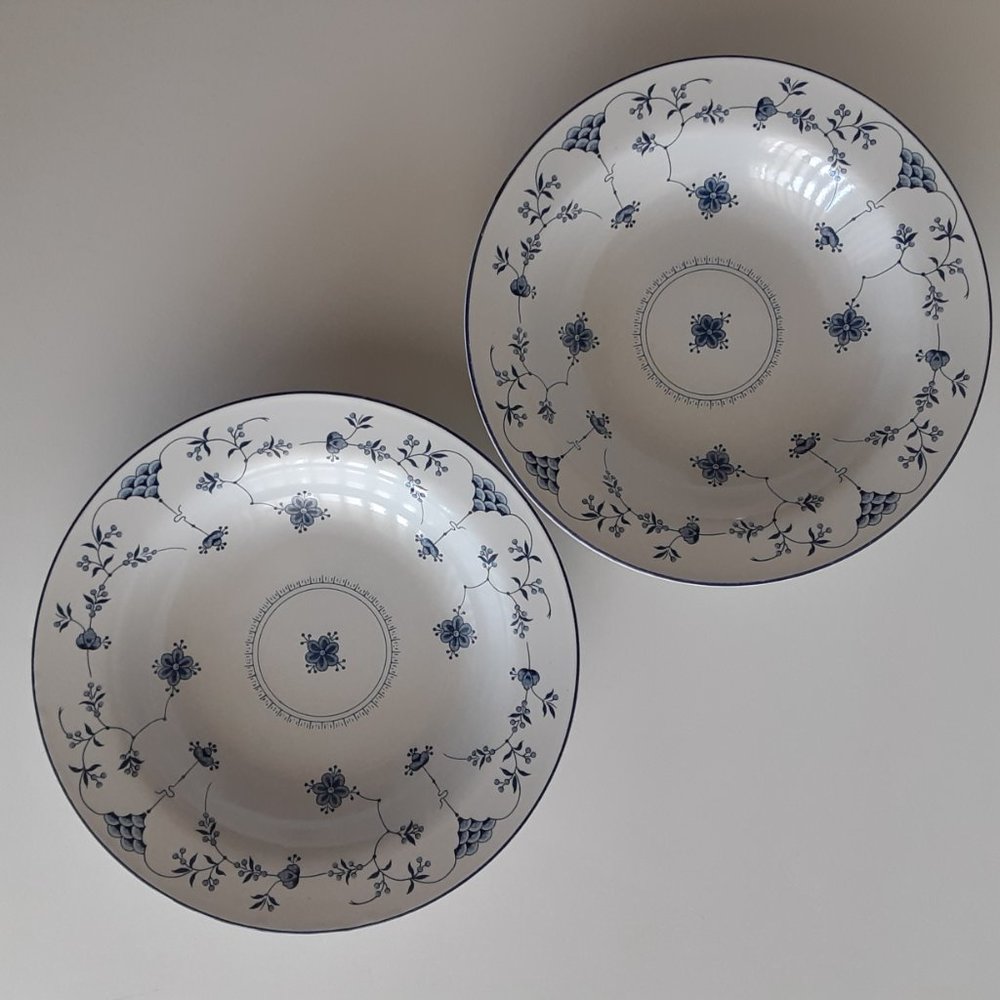 Blue White Rim Soup 8" Bowls Royal Oak RLO2 (2)